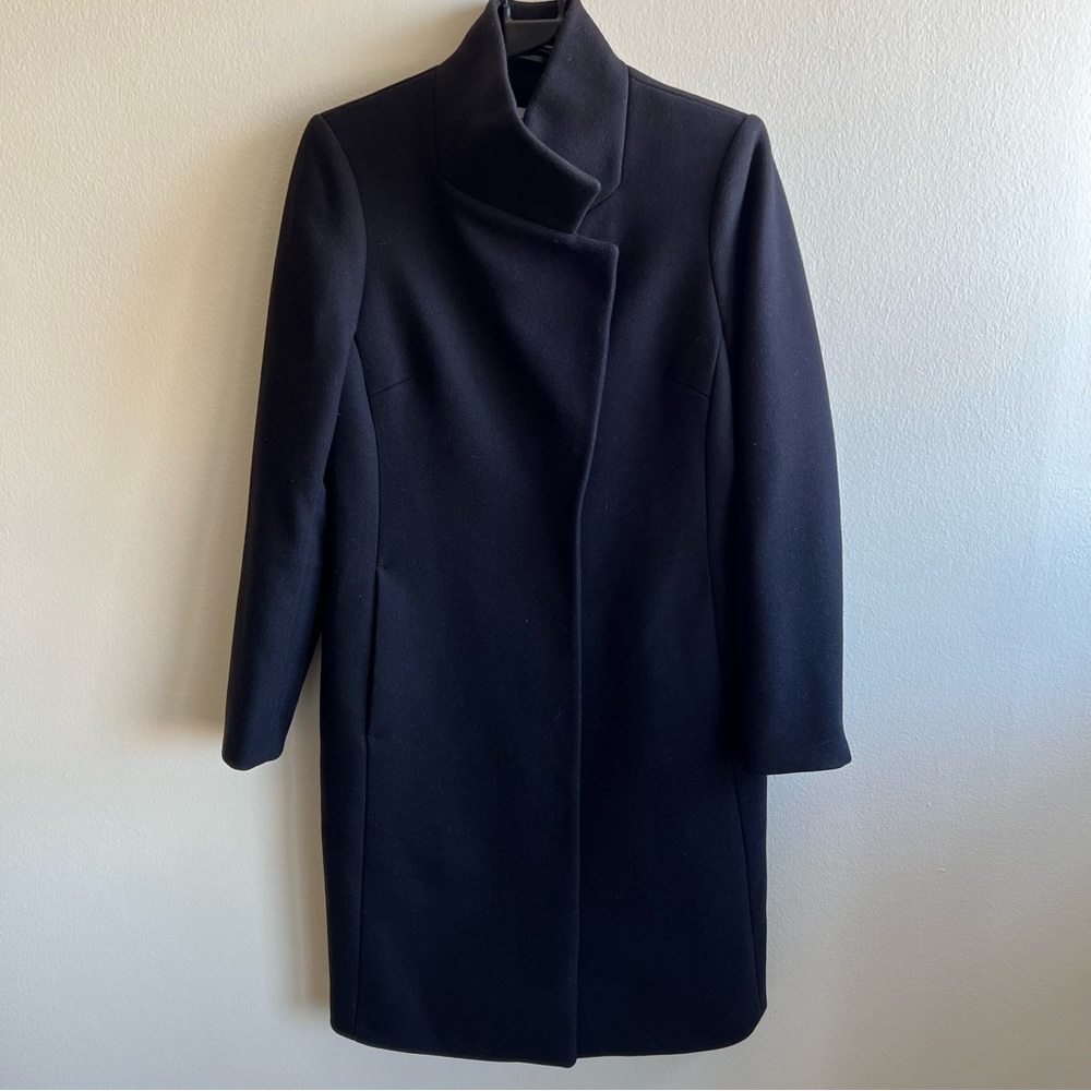 EUC Reiss Marcie Wool Blend Mid Length Navy Blue Coat